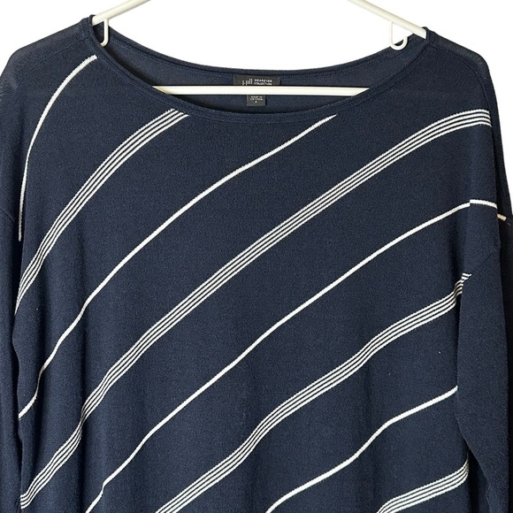 J Jill Wearever Collection Blue & White diagonal striped sweater size small - Picture 2 of 10
